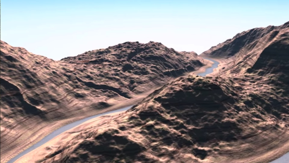 Feature based terrain generation using diffusion equation